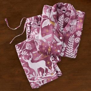 Harry Potter™ Patronus Damask Organic Flannel Pajama Set - Burgundy - NWOT